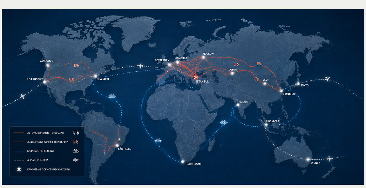 Карта международных маршрутов Neuron Global Logistic